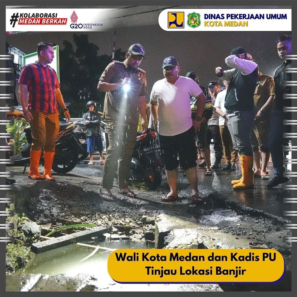 Walikota Medan dan Kadis PU Tinjau Lokasi Banjir