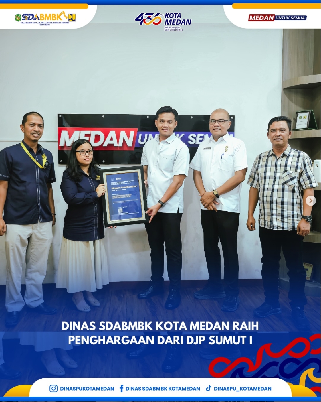 Dinas SDABMBK Kota Medan Raih Penghargaan Dari DJP Sumut I