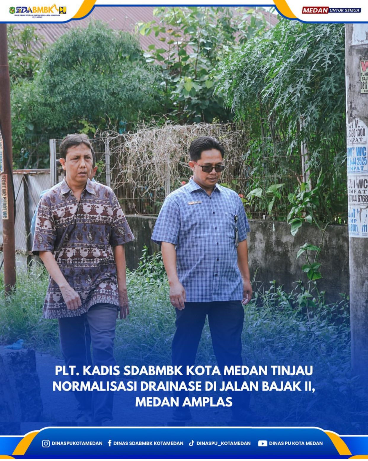 Plt. Kadis SDABMBK Kota Medan Tinjau Normalisasi Drainase di Jalan Bajak II, Medan Amplas