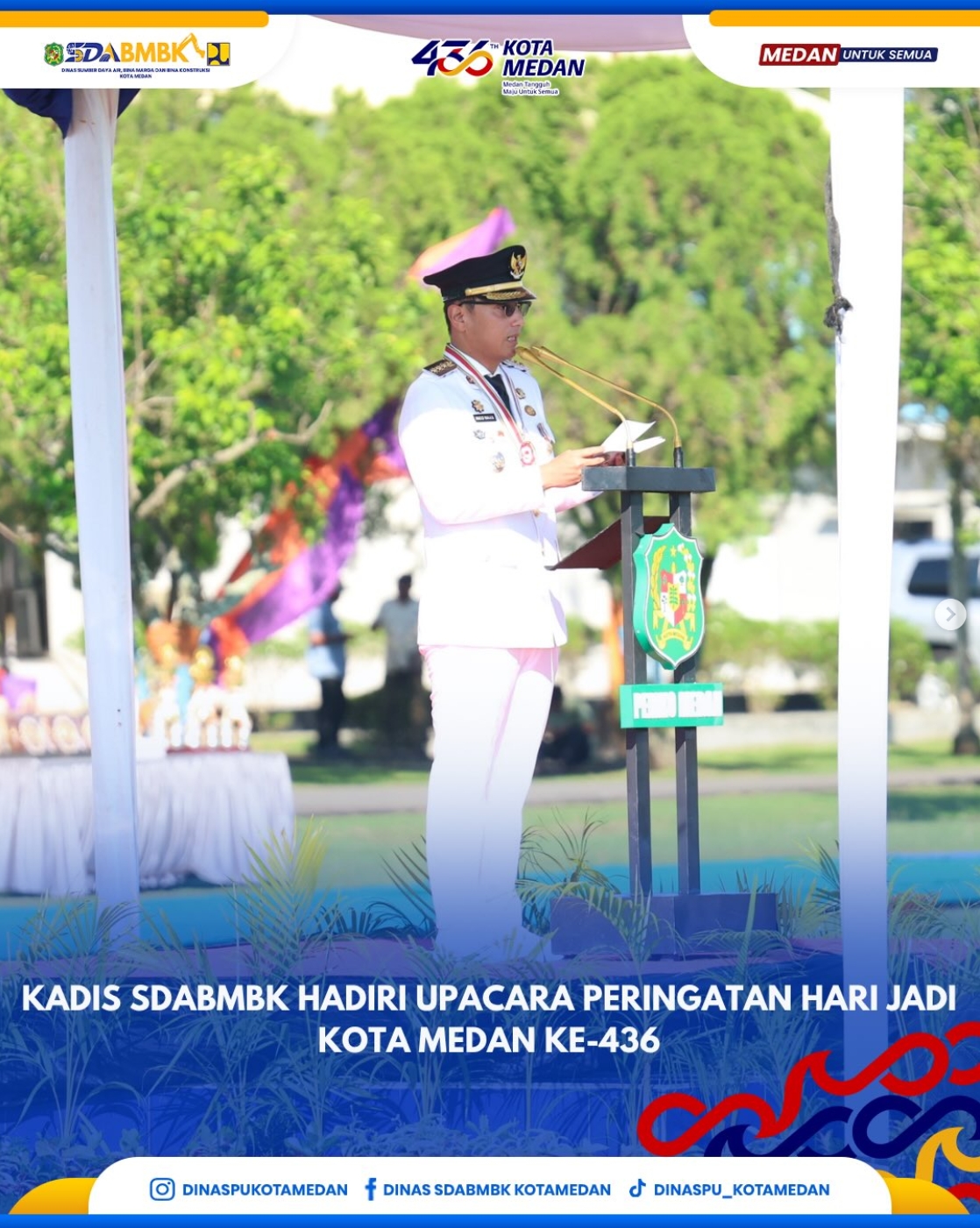 Kadis SDABMBK Hadiri Upacara Peringatan Hari Jadi Kota Medan Ke-436
