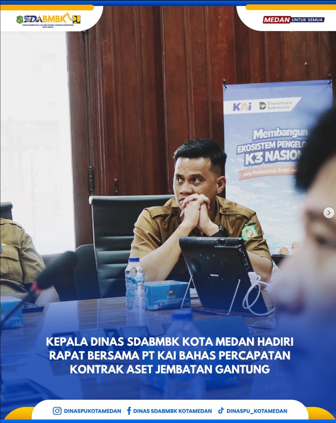Kepala Dinas SDABMBK Kota Medan Hadiri Rapat Bersama PT KAI Bahas Percepatan Kontrak Aset Jembatan Gantung