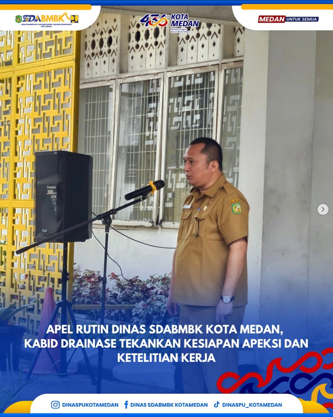 Apel Rutin Dinas SDABBK Kota Medan, Kabid Drainase Tekankan Kesiapan Apeksi Dan Ketelitian Kerja