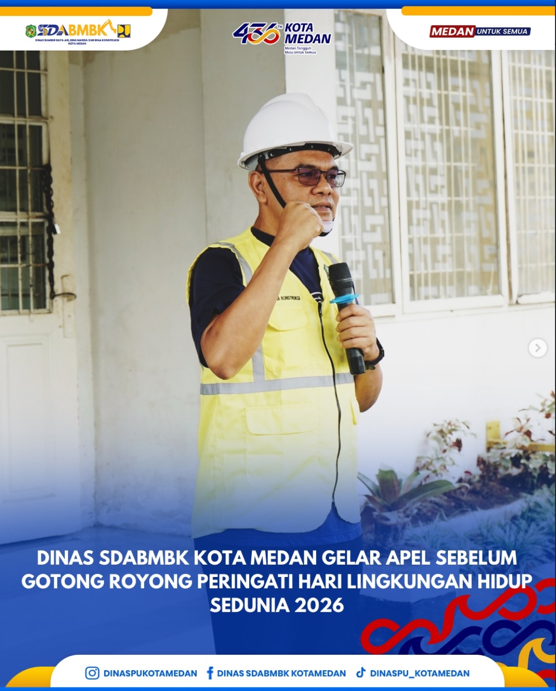 Dinas SDABMBK Kota Medan Gelar Apel Sebelum Gotong Royong Peringati Hari Lingkungan Hidup Sedunia 2026