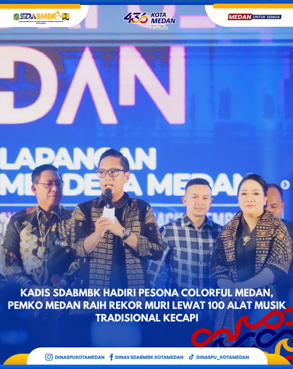 Kadis SDABMBK Hadiri Pesona Colorful Medan, Pemko Medan Raih Rekor Muri Lewat 100 Alat Musik Tradisional Kecapi