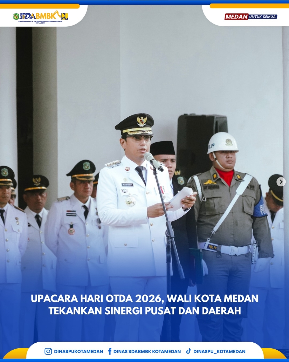 Upacara Hari OTDA 2026, Wali Kota Medan Tekankan Sinergi Pusat dan Daerah