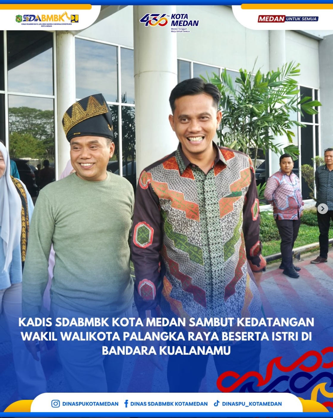 Kadis SDABMBK Kota Medan Sambut Kedatangan Wakil Wali Kota Palangka Raya Beserta Istri di Bandara Kualanamu