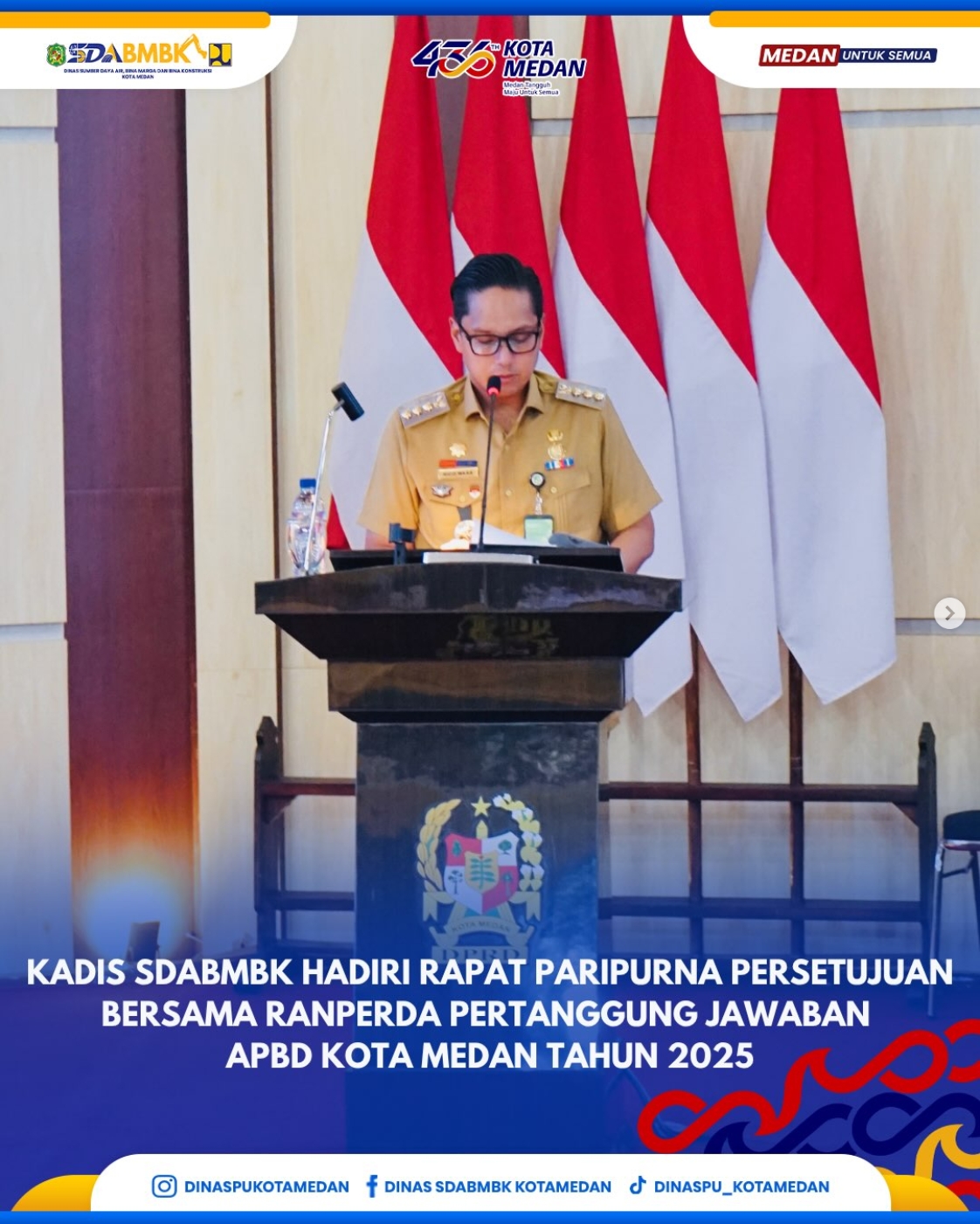 Kadis SDABMBK Hadiri Rapat Paripurna Persetujuan Bersama Ranperda Pertanggung Jawaban APBD Kota Medan Tahun 2025